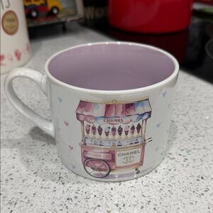 Fig & Fern White/Purple/Pink Designer Theme Hearts & Ice Cream Treat Ceramic Mug